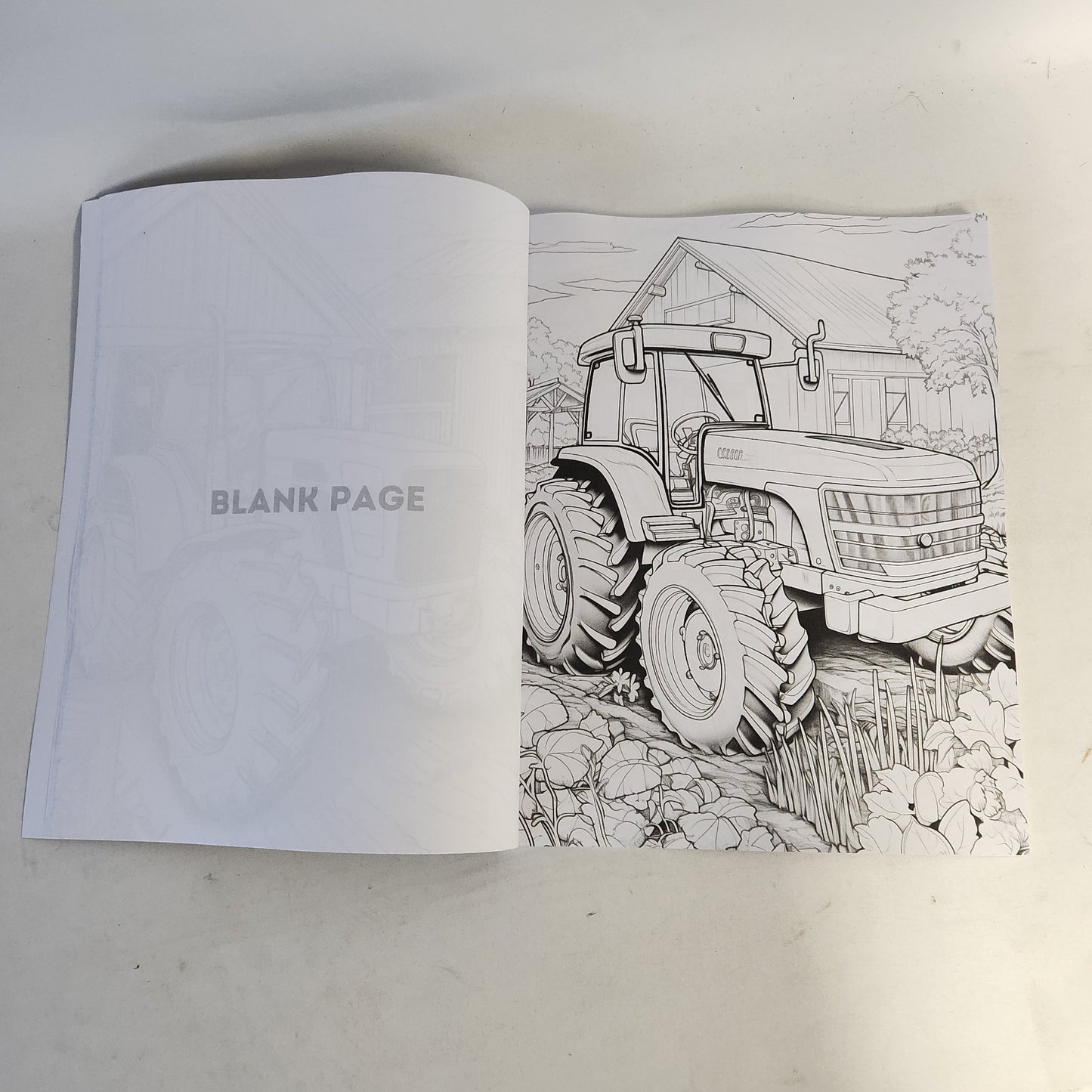 Tractor Colouring Book for Adults & Teens. Black and White. 40 Unique Designs. 8.5x11"