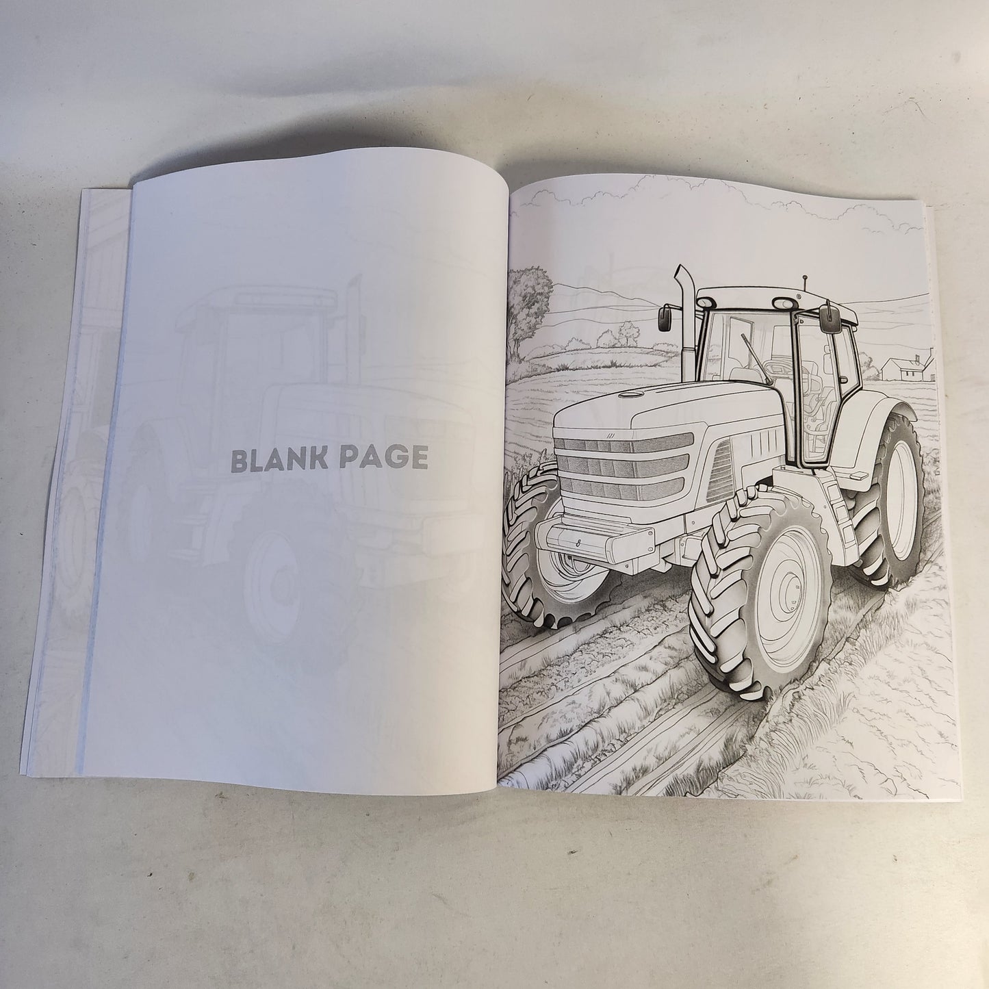 Tractor Colouring Book for Adults & Teens. Black and White. 40 Unique Designs. 8.5x11"