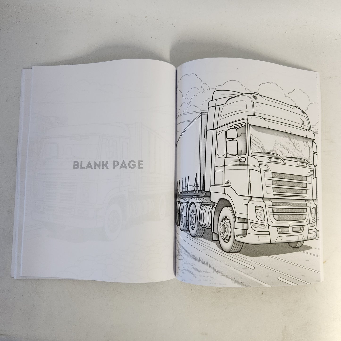 Truck Colouring Book for Adults & Teens. 40 Unique Designs. Ages 10+. 8.5x11"