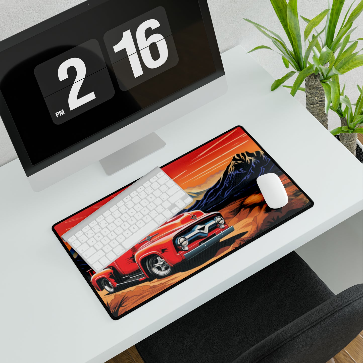 Red Hot Rod Truck Mouse Mat Pad