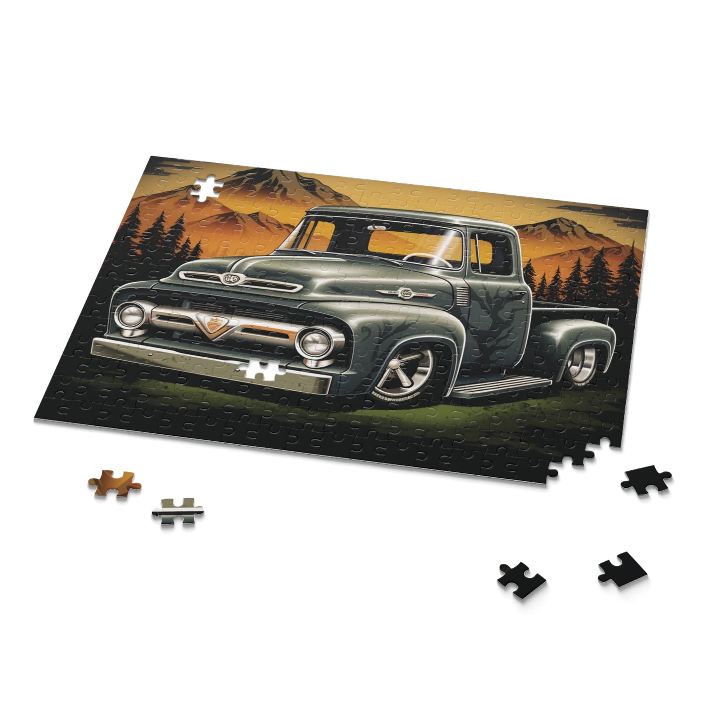 Vintage Grey American Hot Rod Truck Puzzle (120, 252, 500-Piece)