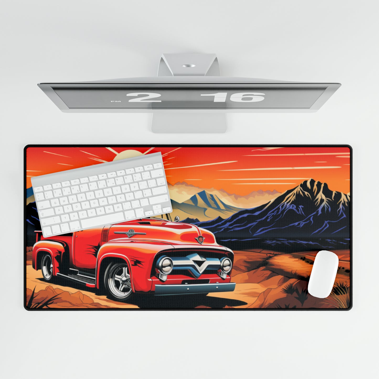 Red Hot Rod Truck Mouse Mat Pad