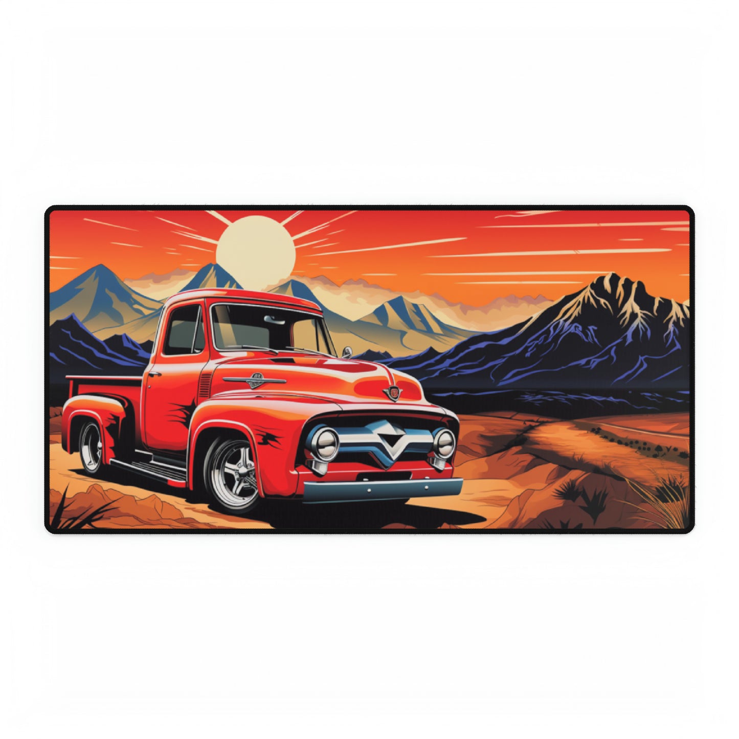 Red Hot Rod Truck Mouse Mat Pad
