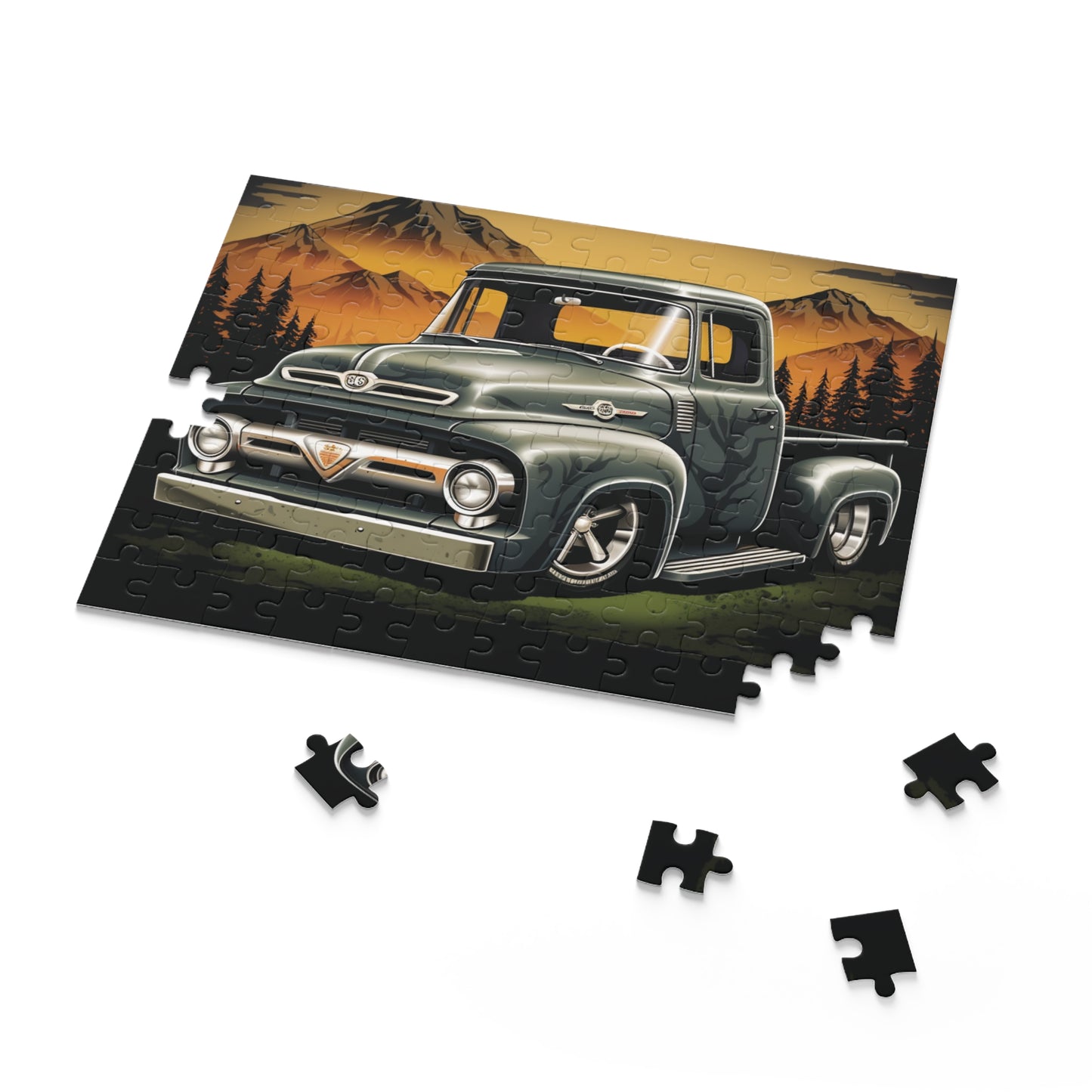 Vintage Grey American Hot Rod Truck Puzzle (120, 252, 500-Piece)