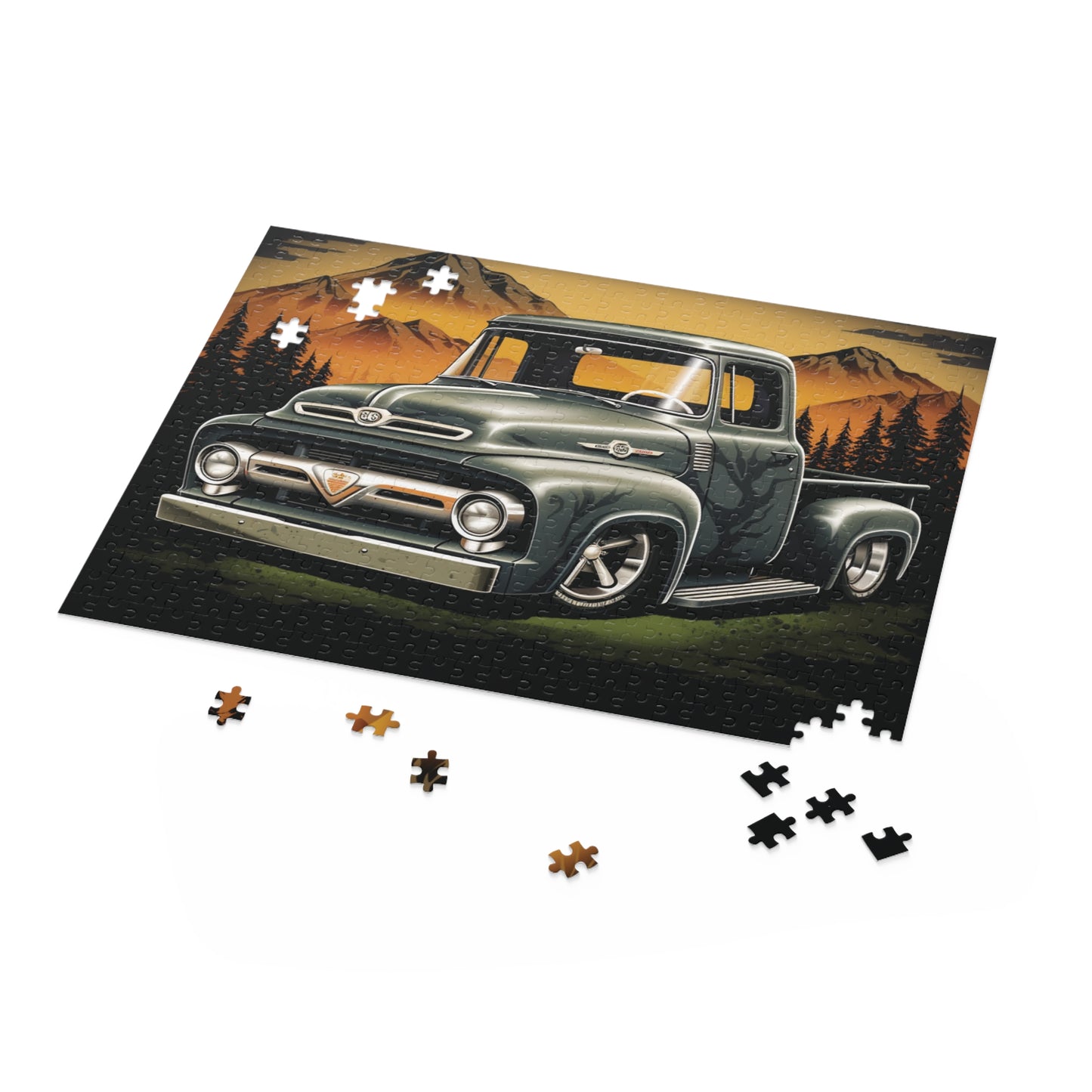 Vintage Grey American Hot Rod Truck Puzzle (120, 252, 500-Piece)