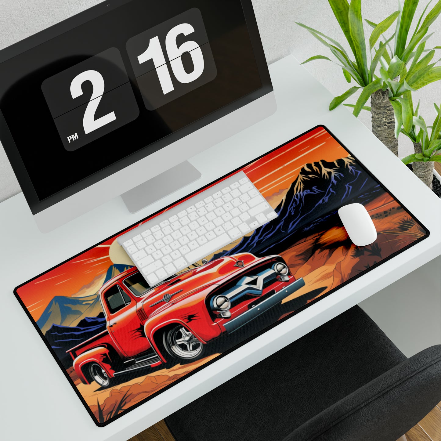 Red Hot Rod Truck Mouse Mat Pad