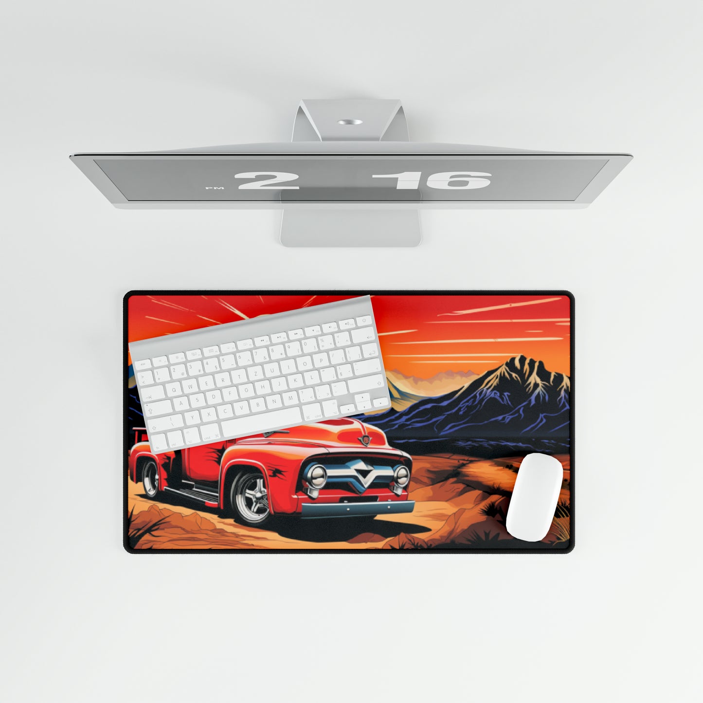 Red Hot Rod Truck Mouse Mat Pad